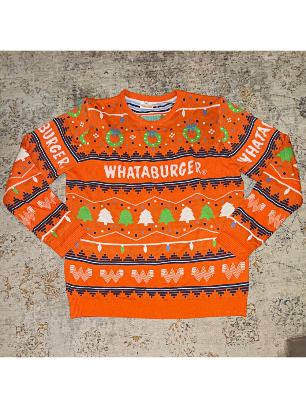 Whataburger Men's Christmas Graphic Knit Crew Neck Sweater 2XL 2020 Orange A316